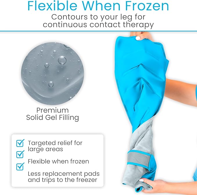 Arctic Flex Full Leg Ice Pack Wrap (Hot & Cold Therapy) - Large, Reusable Gel Ice Pack for Injuries & Swelling - ICY Sleeve for Leg Pain Relief - Cold/Hot Wrap for Thigh, Hips, Knee, Shins & Back