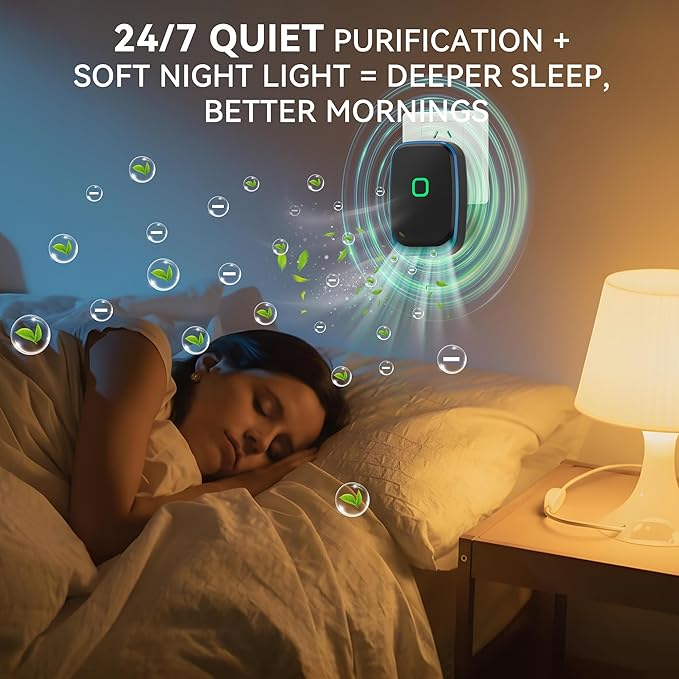 Plug In Air Ionizers for Home, 4 Pack Negative Ion for Bedroom, Study, Office, Gym, Hotel, Kitchen, Mini Air Cleaner，Air Purifier For Pet Odor, Kitchen Odor, Dust, Smoke Smell Portable, Black
