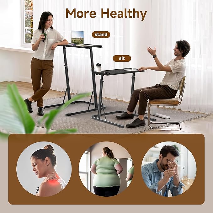 VTORY Adjustable Standing Desk for Walking Pad Treadmill, Desk for Bike/Cycling, Stand Table for Treadmill Walking Pad, Bike/Walking Pad/Treadmill Trainer Desk Stand, Attachment, Bar for Walking Pad
