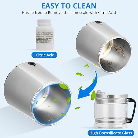 4L Water Distiller, 1 Gal Stainless Steel Distilled Water Machine with Glass Container, 750W Countertop Purifier Filter Kit for Home, Desktop Drinking Water Maker - Silver