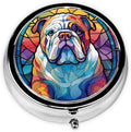 English Bulldog Dog Small Box for Pill,3 Compartment Pill Case Travel Medicine,Portable Pocket or Purse Pill Organizer Container Holder Hold Vitamins, Medication, Fish Oil Supplements