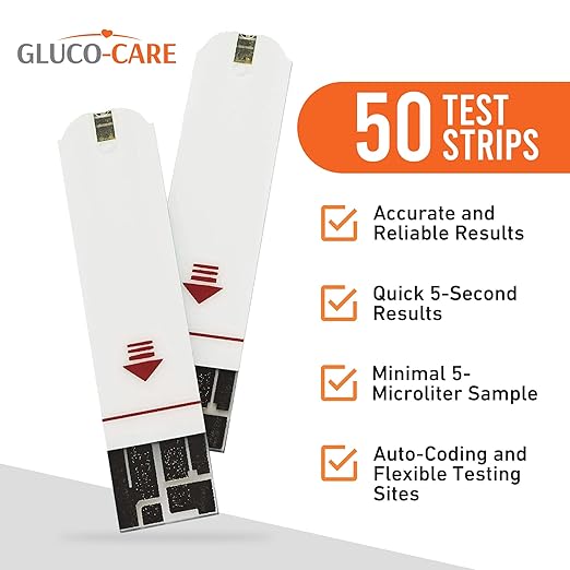 Glucose Test Strips 50/bx, High Acuracy and Fast Results, Diabetes/Sugar Testing