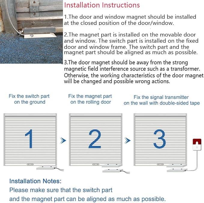 Rolling Door Contact Magnetic Reed Switch Alarm with 3 Wires for N.O./N.C. Applications MC-56