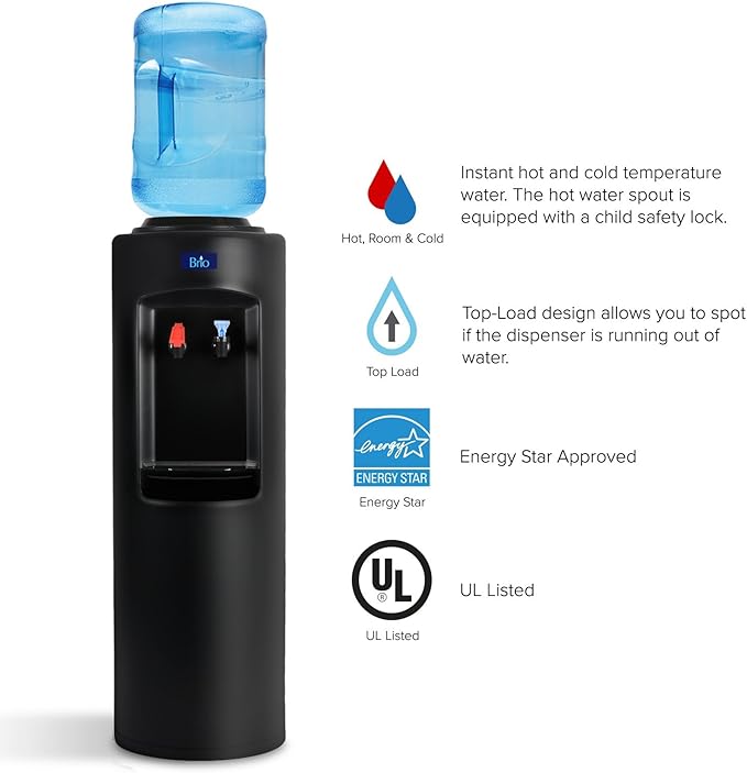 Brio CL520 Commercial Grade Hot and Cold Top Load Water Dispenser Cooler - Essential Series