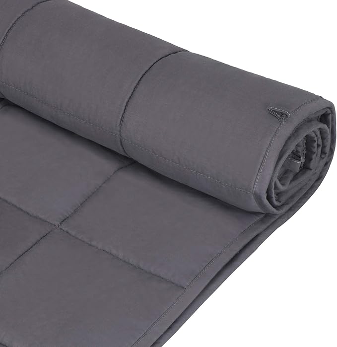 Nova Microdermabrasion Weighted Blanket (15 lbs, 48”x72” Grey) Cooling Breathable Heavy Blanket for Adults All Season Microfiber Material with Glass Beads Soft Thick Comfort Blanket