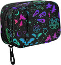 Fustylead Witchcraft with Different Magic Elements and Animals Travel Pill Case Bag with Zipper Weekly Pill Box 8 Compartments 7 Day Personal Pill Case Purse Medicine Case Organizer