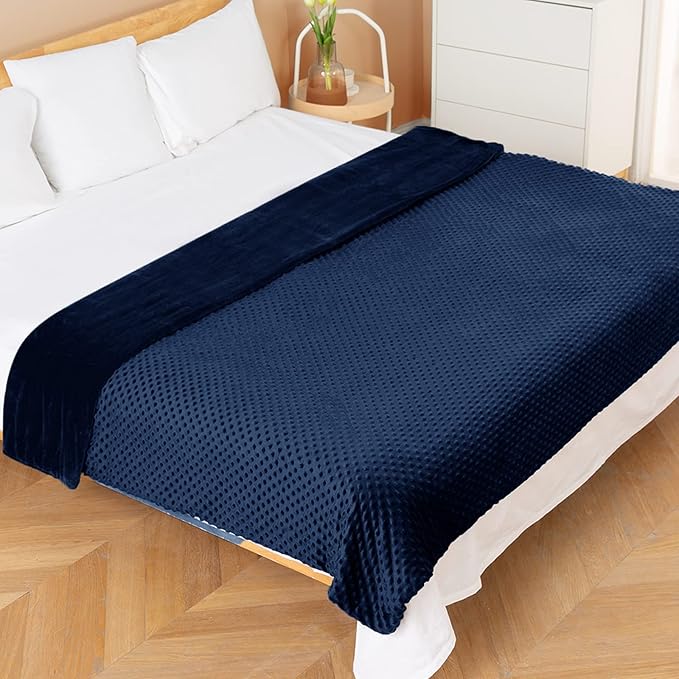 yescool Weighted Blanket with Cover for Adults (25 lbs, 60" x 80", Cobalt Blue) Heavy Blanket for Sleeping Perfect for 140-160 lbs, Queen Size Breathable Blanket with Premium Glass Bead