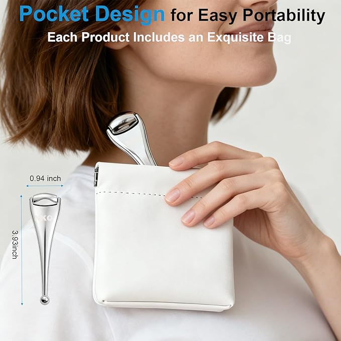 Metal Eye Roller for Dry Eyes,Eyelid Roller for Chalazion,Stye,MGD Relief,Improves Meibum Flow and Unclogs Oil Glands,Gentle Meibomian Gland Expression for Blocked Eyelid Glands (small)