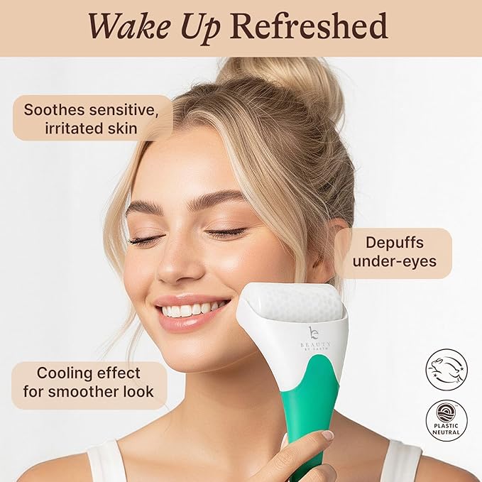 Ice Roller for Face - Smoothes Fine Lines & Wrinkles, Face & Eye Roller for Puffy Eyes, Skin Care Massager, Beauty Gift that Helps Relieve Migraines, Facial & Spa Gifts for Women