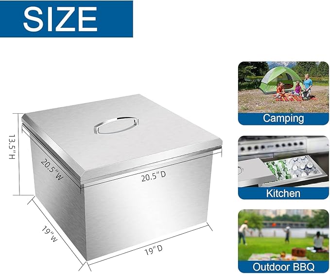Commercial Stainless Steel Drop-in Ice Bin Chest – Insulated Bar Ice Well for Beverage Service