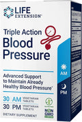 Life Extension Triple Action Blood Pressure, Heart Health Supplement, quercetin, stevia Extract, melatonin, Morning and Night Support, Gluten-Free, Non-GMO, Vegetarian, 60 Tablets