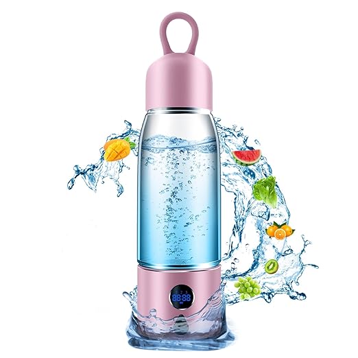 Hydrogen Water Bottle with Three Modes Produces 5000 PPB of Hydrogen Water in 8 Minutes,Made of Aluminium and Glass,with Colorful Light,Rechargeable for Travelling,Office,Home