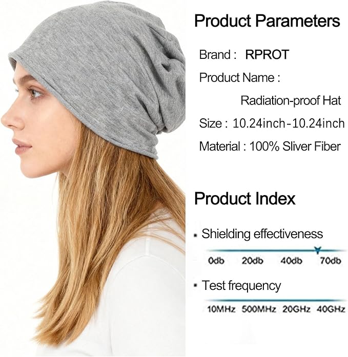Beanie Protection Hat,Effective 99.99% Anti R.adiation Cap, E.M.F Protection Hat Shielding Cell WiFi 5G RF 19.6-23.6 in