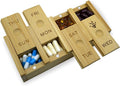 7-Day Bamboo Weekly Pill Organizer for Medicine Supplement, Arthritis Friendly Wood Pill Case Box for Vitamin, Daily Portable Travel Pill Holder Dispenser Container Keeper
