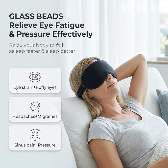 Weighted Sleep Mask 2 Pack - 3D Contoured Eye Masks for Sleep, Best Blackout Sleep Masks for Women Men, Eye Mask for Travel, Meditation, Airplane, Memory Foam, Adjustable Strap, Black Purple