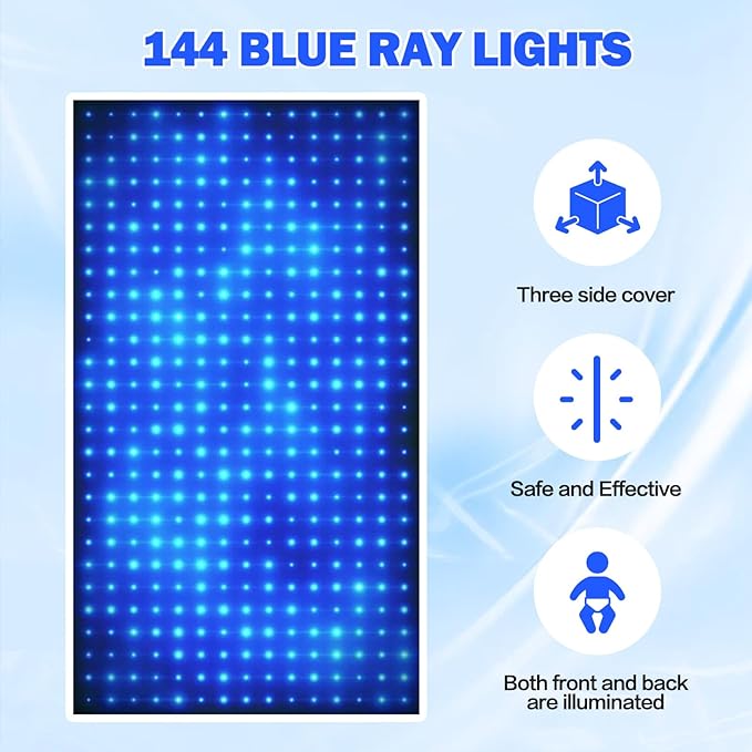 Portable LED Blue Light Box, Safe and Effective Blue Ray Light 144LED Three-Sided Lighting Home Use
