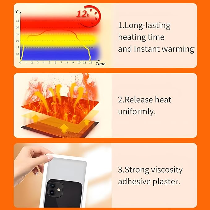 Body Warmers Back Heat Patches - Large Size Adhesive Heating Patches Disposable Heat Therapy Patch for Back and Shoulder, Air Activated Patch -Up to 12 Hours of Heat