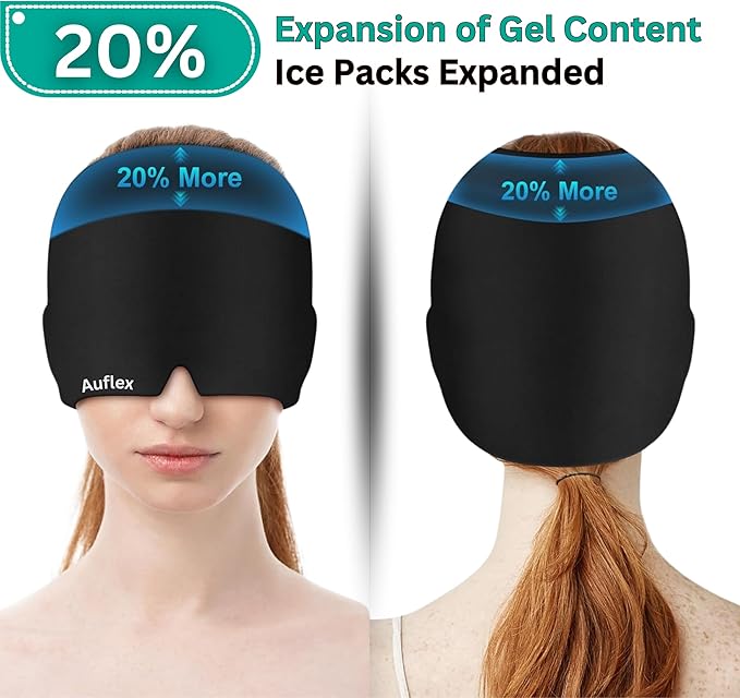 Migraine Relief Cap, Soothing Headache Hat with Cooling Gel, Hot & Cold Therapy Ice Pack Mask for Tension, Stress, and Pain Relief