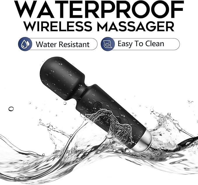 Personal Massager, Handheld Micro Wireless Massager, Small & Powerful, Waterproof Portable, Suitable for Relieving Neck, Leg and Shoulder Pain, Black
