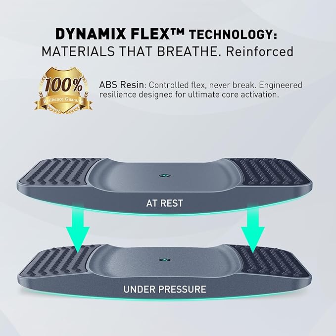 Standing Desk Balance Board - Resilient Flexible Core Wiggle Board for Active Standing - Lateral Tilt Exercise Board for Office Work with Washable TPE Massage Pads - 220 lbs, Gray
