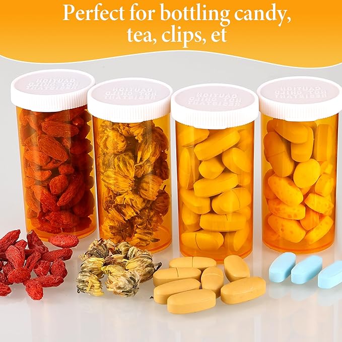 9 PCS Empty Plastic Pill Bottles with Easy Open Snaps Caps Clear Containers Pill Cases Organizers Medication Vials Travel Pill Box Plastic Medicine Containers (13 Dram