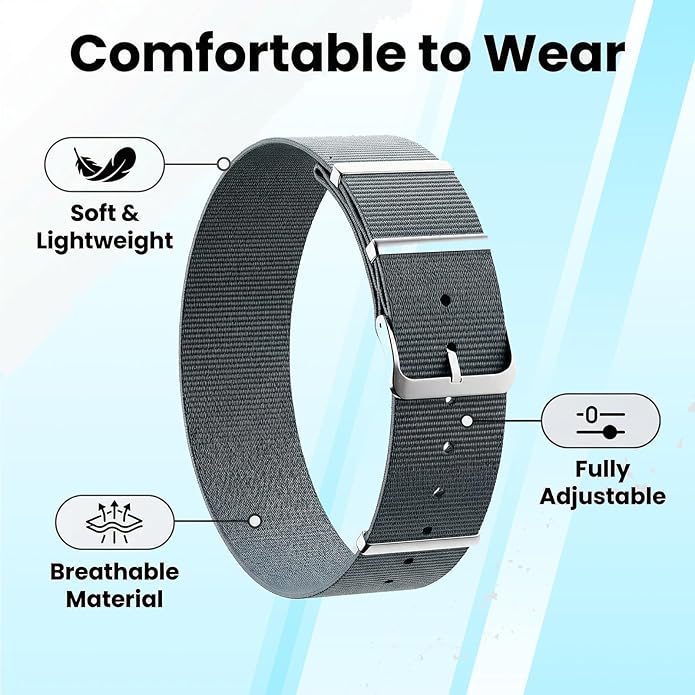 Nylon Strap Compatible with Hume Band - Soft Woven Breathable Replacement Strap Bands for Hume Health Band - 24/7 Wear, Adjustable Sport Wristband - Metal Buckle & Loop Closure for Secure