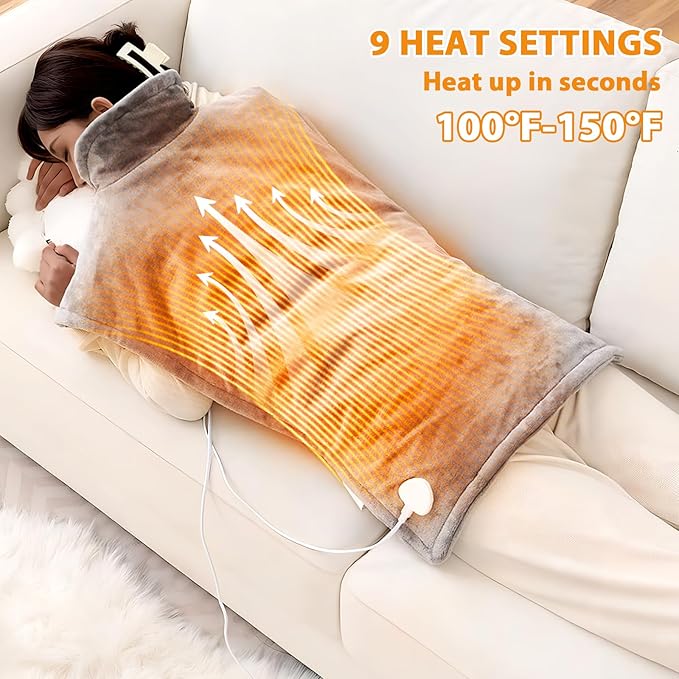 Heating Pad for Neck and Shoulders and Back, Heating Pad for Back Pain Relief, 9 Heat Settings Neck Heating Pad, Auto Shut-Off, 23'' × 37'' Shoulder Heating Pad Birthday Valentines Day for Women Men