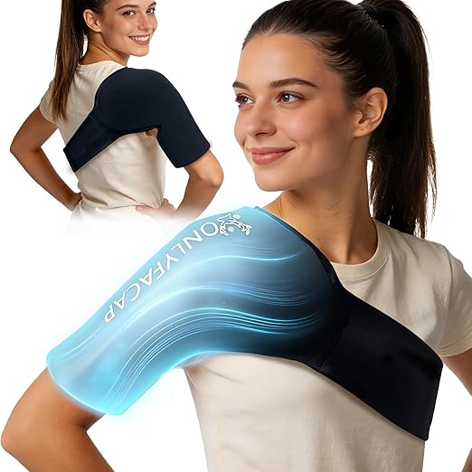 Flexible Shoulder Ice Pack Wrap, Ice Packs for Injuries Reusable Rotator Cuff, Cold Compression Sleeve for Pain Relief, Tendonitis, Bursitis & Swelling, Fits Left and Right Arm