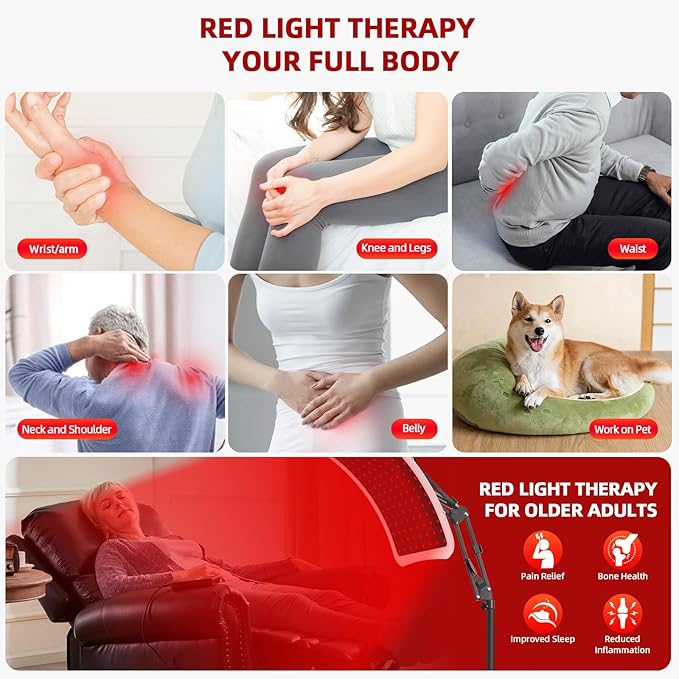 Red Light Therapy Device – 660nm Red & 850nm Infrared LED Therapy Lamp for Face and Body, Versatile Design with Stand, Legs & Strap, Well-Made and Easy to Use(White)