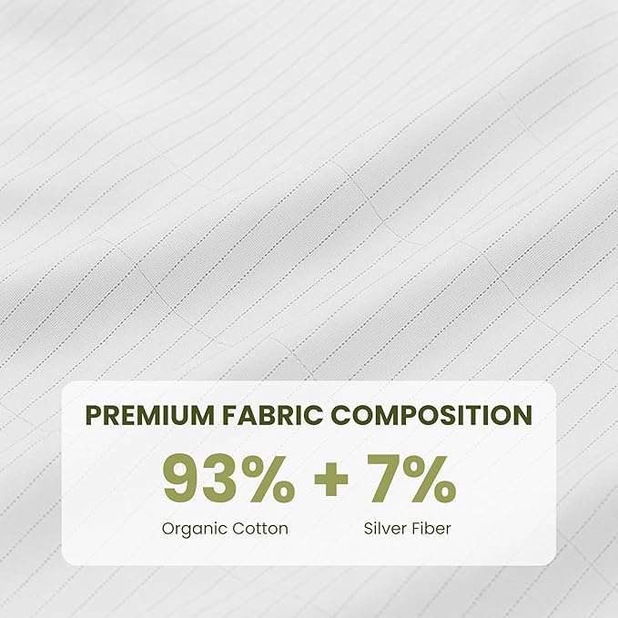 ELECTRAWAVE Premium Grounding Queen Flat Sheet 94" x 102", Queen Grounding Pillowcases – 93% Organic Cotton, 7% Pure Silver Fiber, Earthing Sheet Sleep Support, Wellness Naturally