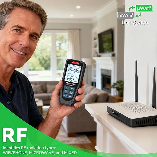 EMF Meter 5G RF Detector – Electric, Magnetic & Radio Frequency Field Tester up to 10GHz, Multi-Sensor EMF Detector for Power Lines, WiFi/Cell Phones, Smart Meters – LCD Display Sound & LED Alerts
