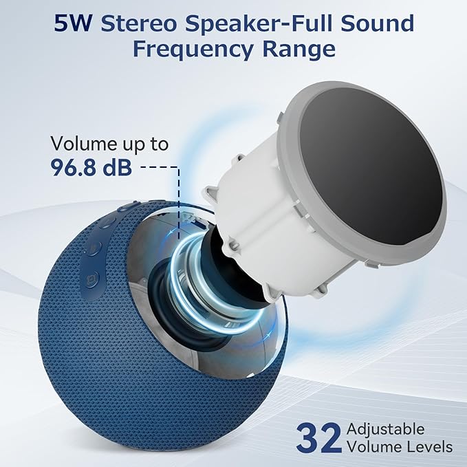 White Noise Sound Machine with Clock: Alarm Clocks, 30 Soothing Sounds, 10 Soft Wake-Up Sounds, 32 Adjustable Volume & Timer, Memory Function - Ideal for Bedrooms Use (Blue)