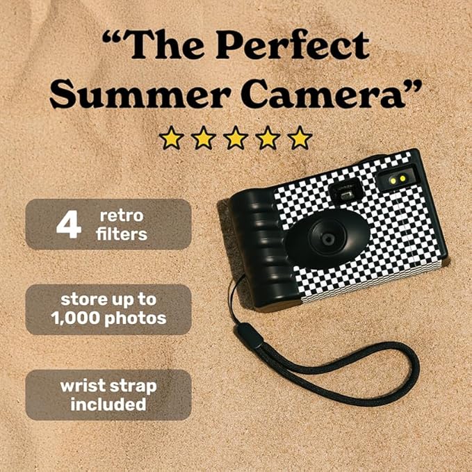 LENSY Screen Free Digital Camera | Four Built in Filters | Rechargeable, 8mp, Lightweight, Focus-Free, Auto-Flash, Easy-to-Use, Reusable, Retro Film-Style Photos (Forest Green)