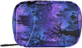 Halloween Graveyard Trees Purple Travel Pill Organizer Case Box Container Weekly Portable Vitamin Medicine Holder Storage Bag with Zipper Removable