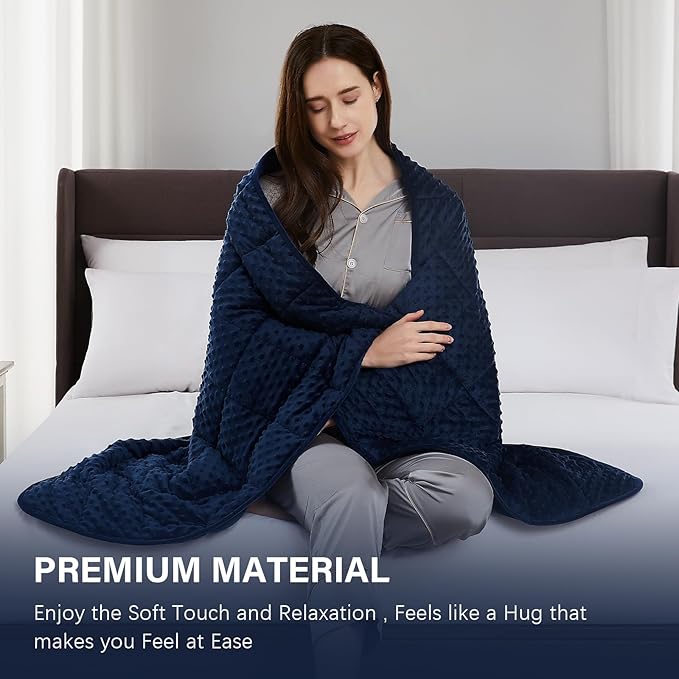 CuteKing Weighted Blanket - Weighted Blanket with Premium Glass Beads - Heavy Blanket Crystal Velvet for Comfort Sleep - Thick Blanket All Season (15lbs, 48"x72", Blue Bubble)