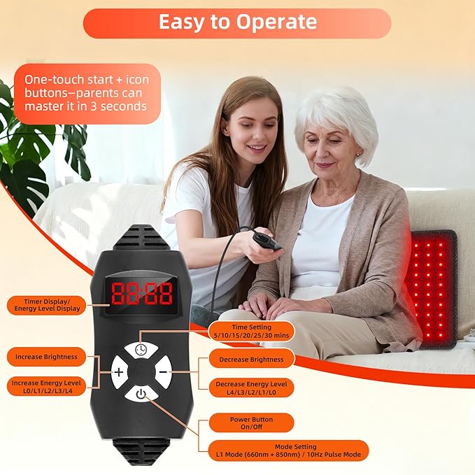 Red Light Therapy for Body, 20" Large 660nm 850nm LED Near Infrared Redlight Therapy Pad Belt Wrap for Neck Knee Shoulder Back Stomach Muscle