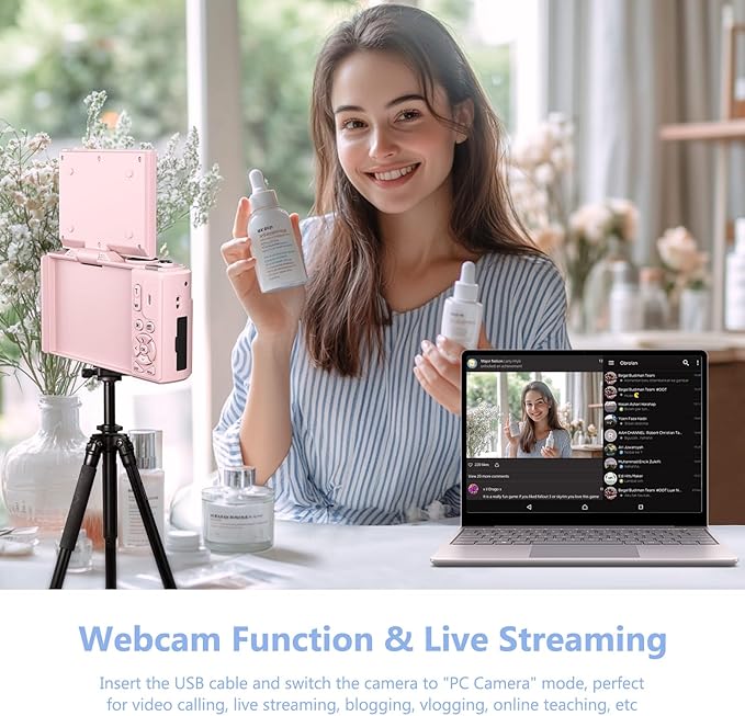 4K Digital Camera for Photography, 64MP Vlogging Camera for YouTube with 3" 180° Flip Screen, 18X Digital Zoom Point and Shoot Camara with 32GB Micro SD Card for Beginner (LP)