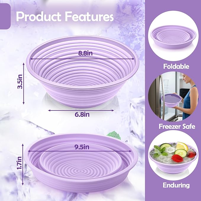 XANGNIER Face Bowl for Ice – Collapsible Silicone Facial Ice Bath Bowl for Cold Plunge Therapy, Skin Tightening & Acne Relief – Portable Spa Tool for Home & Travel, Purple