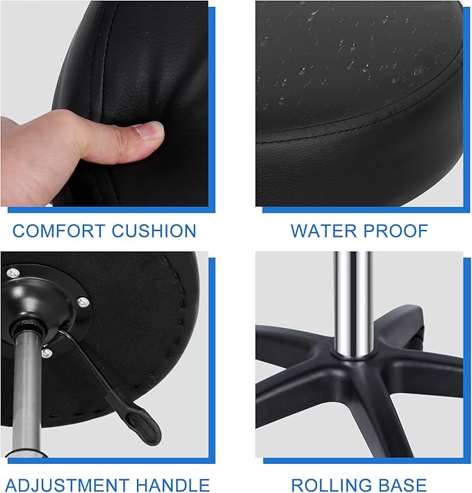 SUPER DEAL Adjustable Height Hydraulic Rolling Swivel Stool Tattoo Facial Massage Spa Salon Medical Stool,Set of 2,Black