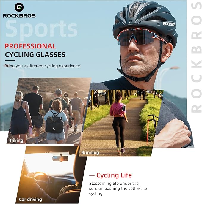 ROCKBROS Photochromic Sports Sunglasses for Men Women Cycling UV Protection