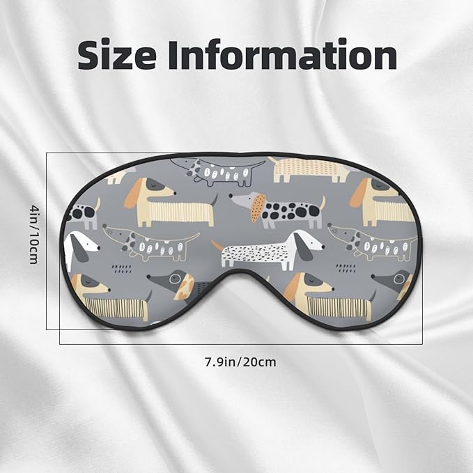 Cute Dachshund Dog Sleep Mask Eye Mask with Adjustable Strap Eye Sleep Shade Cover Blocks Light for Women Men Airplane Travel Nap
