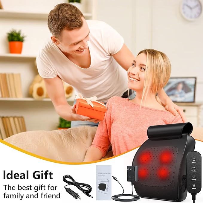 Back Massager with Heat,Shiatsu Neck Back Massager Pillow,Deep Tissue Kneading Back Massage,Massage Pillow for Shoulders,Legs,Foot,Body Muscle Relief,Neck Massager for Women/Men/Dad/Mom
