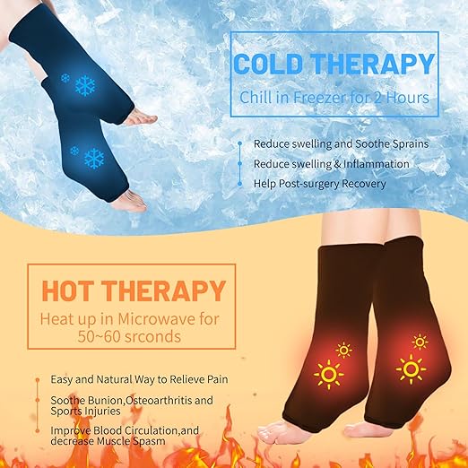 Ankle Ice Pack for Swelling, Reusable Ankle Ice Pack for Ankle Sprains, Cold Therapy Sock Compression, Relieve Plantar Fasciitis, Achilles Tendonitis, Sore Feet and Heels
