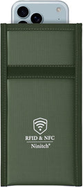 Faraday Bags for Phone Privacy & Security - Signal Blocking Pouch for GPS/WIFI/5G/RFID - Fireproof & Waterproof Anti-Drop Case for Travel & Data Protection Green