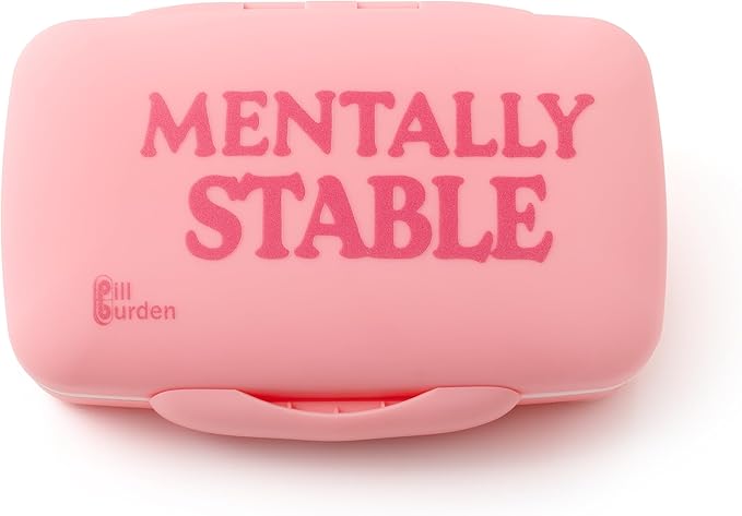 Cute, Large Pill Organizer for Vitamins & Supplements - Big, Silicone, Pink, Mentally Stable