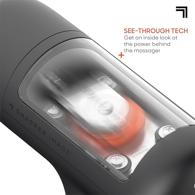 Sharper Image PowerBoost Circuit Massage Gun| Upgraded Deep Tissue Percussion Massager with 6 Speeds| 4 Attachments| Quiet Brushless Motor| Cordless Muscle Recovery Tool with Carry Case