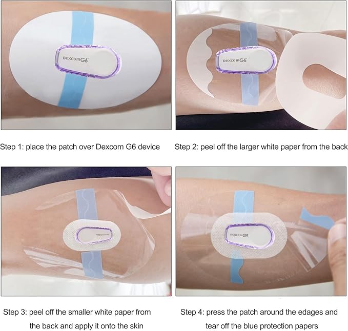 55 Pack Dexcom G6 Adhesive Patches,Waterproof & Transparent Dexcom G6 Overpatch for 10 Days Long Stay Fixation Monitor Protection，Easy to Use Pre-Cut Adhesive Tape.