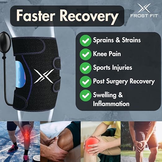 Ice Knee Wrap with Cold Compression - Adjustable Knee Ice Pack Brace with Hot & Cold Gel Therapy - Support for Pain Relief, Surgery Recovery, Arthritis & Sports Injuries