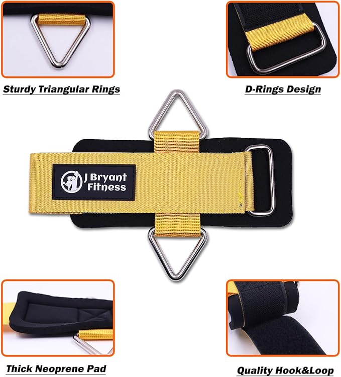 J Bryant Fitness Wrist Cuffs for Cable Machines – Heavy Duty Adjustable Wrist Straps with 7mm Neoprene Padding for Strength Training, Pull Exercises, and Forearm Support