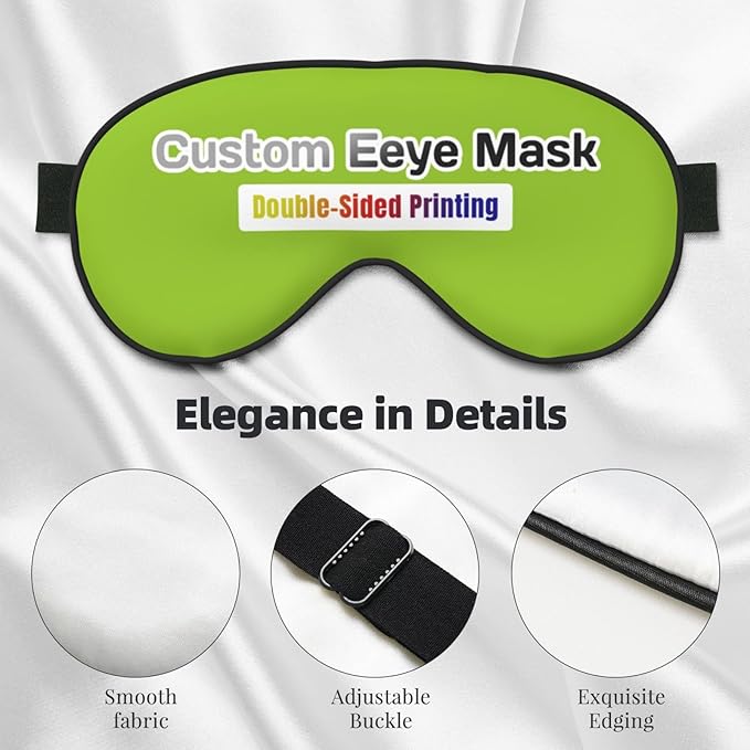 Personalized Eye Masks,Customized Sleep Blindfold Eye Mask,Custom Blackout Eye Cover with Adjustable Strap for Travel and Nap Yellow Green